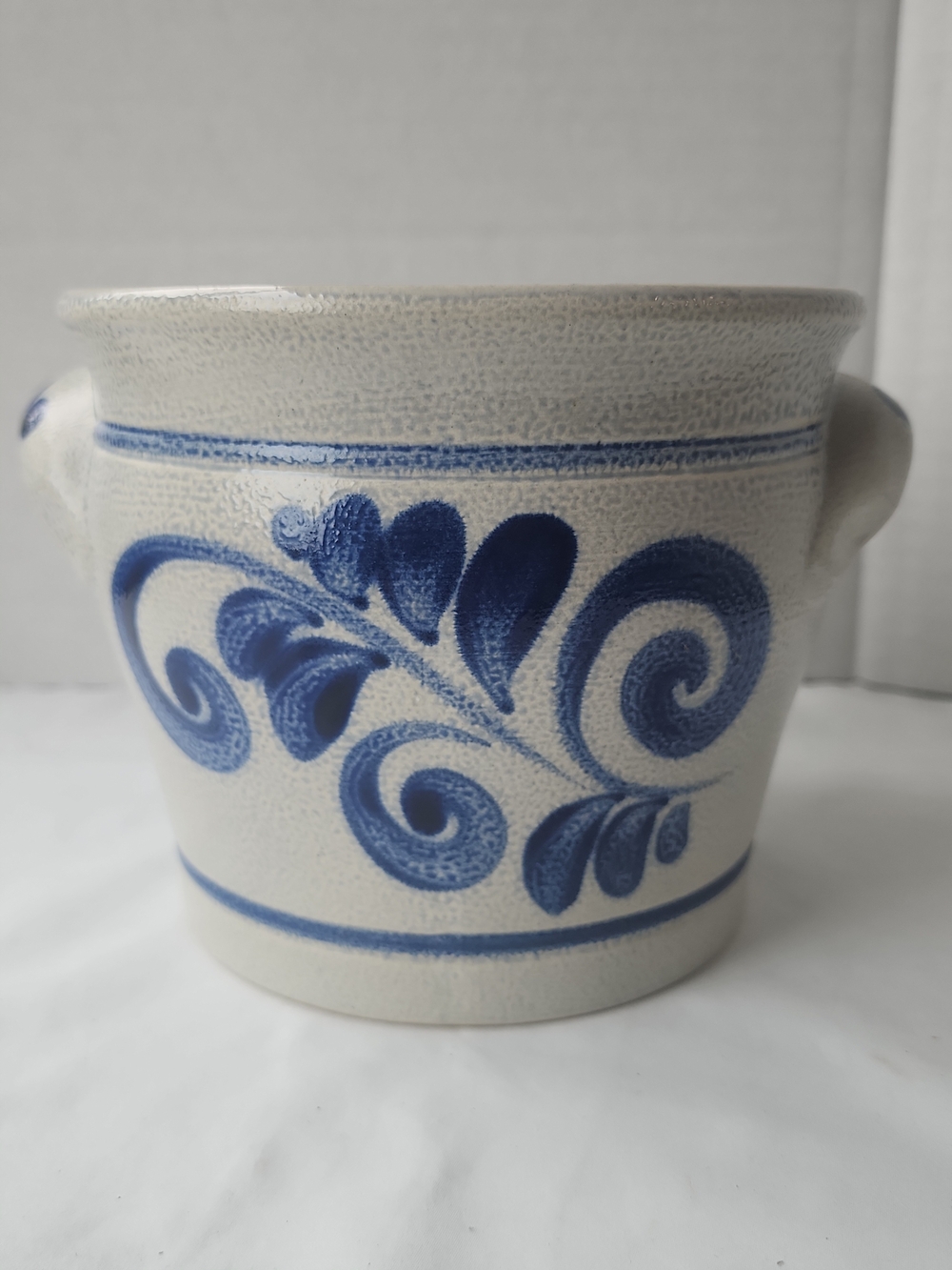 Vintage West German Salt Glazed Stoneware Pot Planter JLK JL Knödgen Cobalt Blue